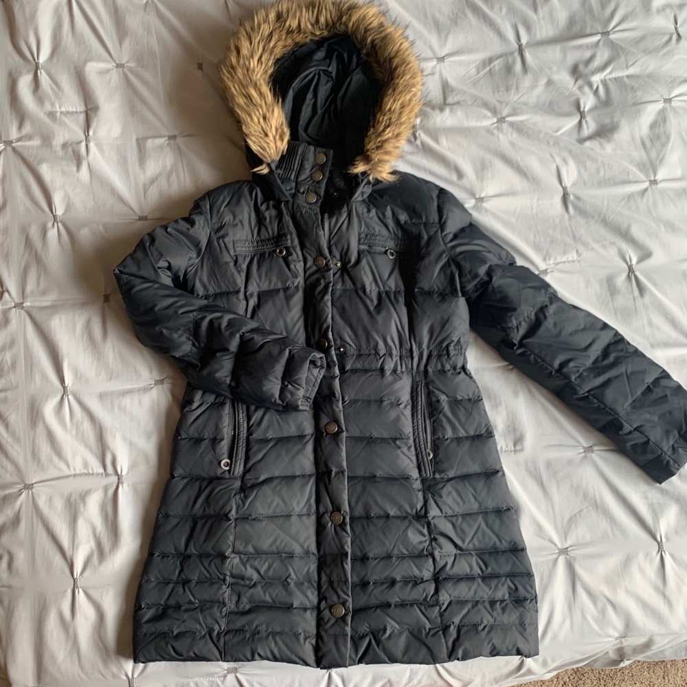 DKNY fleece lined down Puffer coat w/removable fur